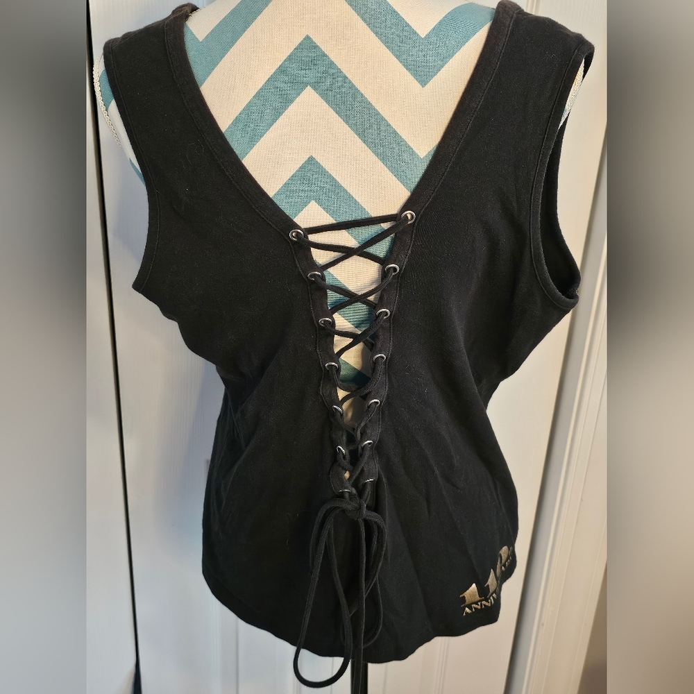 Harley Davidson Black Tank Top. Lace Up Back. 2XL. 100th Anniversary 2013